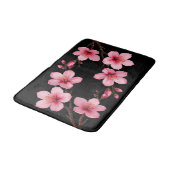 フローラ水彩さくらんぼ花咲きピンクブラック バスマット (アングル)
