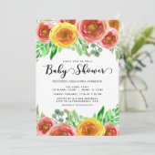 フローラ水彩の花緑の赤ちゃんシャワー 招待状 (スタンド正面)