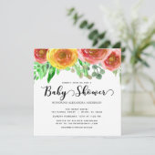 フローラ水彩の花緑の赤ちゃんシャワー 招待状 (スタンド正面)