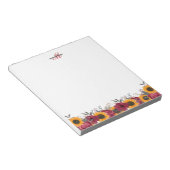 フローラ水彩ひまわりバーガンディーモノグラムノート ノートパッド (アングル)