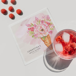 フローラ水彩アイスクリームブライダルシャワー スタンダードカクテルナプキン