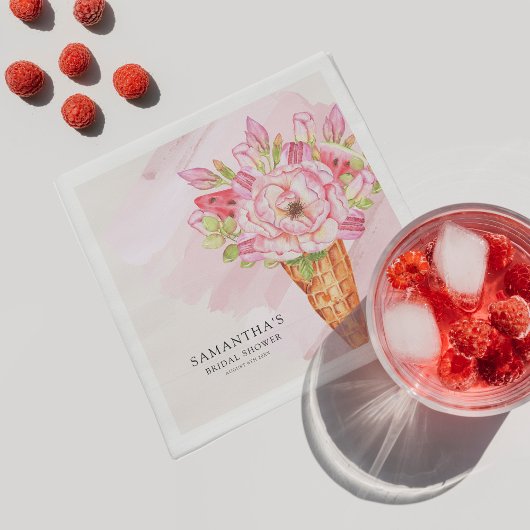 フローラ水彩アイスクリームブライダルシャワー スタンダードカクテルナプキン