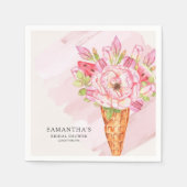 フローラ水彩アイスクリームブライダルシャワー スタンダードカクテルナプキン (正面)