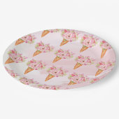 フローラ水彩アイスクリームブライダルシャワー ペーパープレート (アングル)