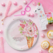 フローラ水彩アイスクリームブライダルシャワー ペーパープレート (パーティー)