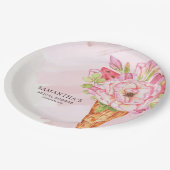 フローラ水彩アイスクリームブライダルシャワー ペーパープレート (アングル)