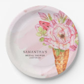 フローラ水彩アイスクリームブライダルシャワー ペーパープレート (正面)