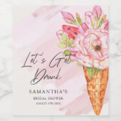 フローラ水彩アイスクリームブライダルシャワー ワインラベル (シングルラベル)