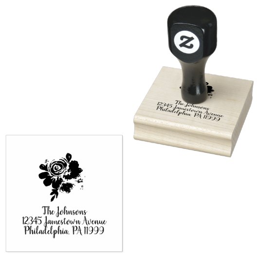 フローラ水彩アドレス結婚のブライダルシャワー ラバースタンプ (押印)