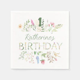 フローラ水彩アルファベットABC誕生日カクテル スタンダードカクテルナプキン