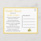 フローラ水彩イエローヒマワリブライダルシャワー インビテーションポストカード (裏面)