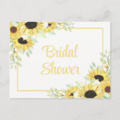 フローラ水彩イエローヒマワリブライダルシャワー インビテーションポストカード (正面)