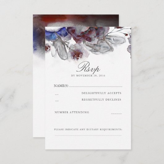 フローラ水彩ウェディングRSVPカード 出欠カード (正面/裏面)