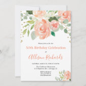 フローラ水彩エレガント大人の誕生日パーティー 招待状 (正面)