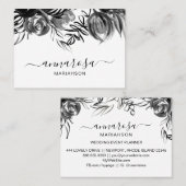 *~*フローラ水彩エレガント黒花シンプル 名刺 (正面/裏面)