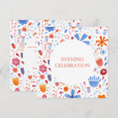 フローラ水彩オレンジブルー 招待状 (正面/裏面)