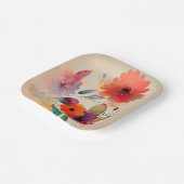 フローラ水彩オレンジラベンダーピンクの花 ペーパープレート (傾斜あり)