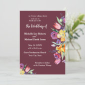 フローラ水彩オンブルゴーニュ結婚式招待状 招待状 (スタンド正面)