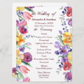 フローラ水彩オンホワイトフラット結婚式 プログラム (正面/裏面)