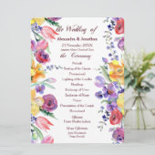 フローラ水彩オンホワイトフラット結婚式 プログラム (スタンド正面)