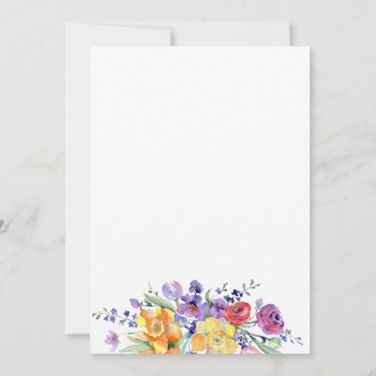 フローラ水彩オンホワイト結婚式招待状 招待状 (裏面)