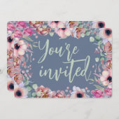 フローラ水彩カスタムウェディング 招待状 (正面/裏面)