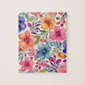 フローラ水彩カラフル花 ジグソーパズル (縦)
