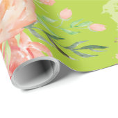 フローラ水彩グリーンサボテン ラッピングペーパー (ロールコーナー)