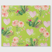 フローラ水彩グリーンサボテン ラッピングペーパー (フラット)