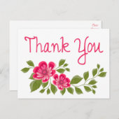 フローラ水彩サンキューパープルフラワー ポストカード (正面/裏面)