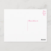 フローラ水彩サンキューフラワーピンク明るい赤紫色 ポストカード (裏面)