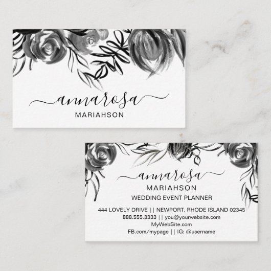 *～*フローラ水彩シンプルフラエレガントワー 名刺 (正面/裏面)