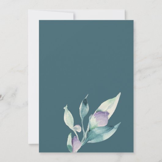 フローラ水彩シーグリーン葬儀悔やみや弔慰 サンキューカード (裏面)