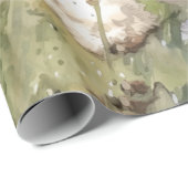 フローラ水彩シーズー(犬)津ランニングズスルー花 ラッピングペーパー (ロールコーナー)