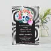 フローラ水彩スカル付ストライプ招待状 招待状 (スタンド正面)