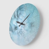 *~*フローラ水彩ターコイズグリッター天空 ラージ壁時計 (傾斜)