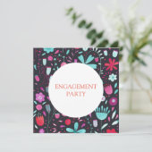 フローラ水彩ダーク婚約パーティ 招待状 (スタンド正面)