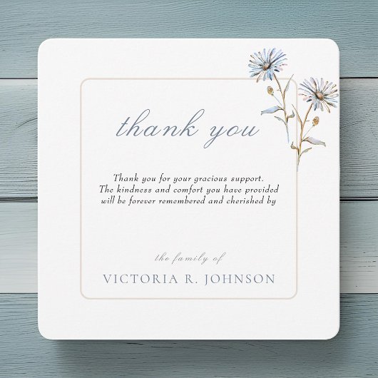 フローラ水彩デイジー葬儀記念ありがとう サンキューカード
