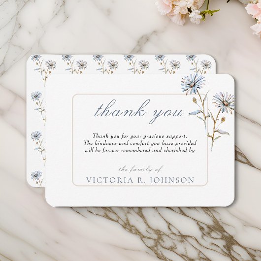 フローラ水彩デイジー葬儀記念ありがとう サンキューカード