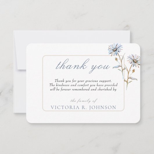 フローラ水彩デイジー葬儀記念ありがとう サンキューカード (正面)