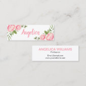 フローラ水彩トレンディーピンクバラ スキニー名刺 (正面/裏面)