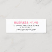 フローラ水彩トレンディーピンクローズ割引カード スキニー名刺 (裏面)