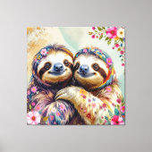 フローラ水彩ナマケモノ1 キャンバスプリント (正面)