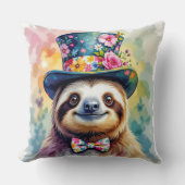 フローラ水彩ナマケモノ2 クッション (正面)