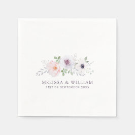 フローラ水彩バラアネモネ薄紫ホワイト結婚ズ スタンダードカクテルナプキン
