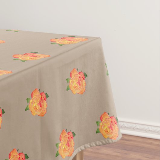 フローラ水彩バラゴールデンオレンジオンコーヒー テーブルクロス (インサイチュ)
