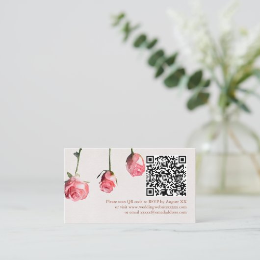 フローラ水彩バラテラコッタ結婚ズ エンクロージャーカード (スタンド正面)