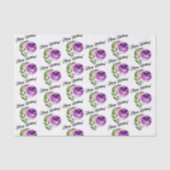 フローラ水彩バラパターン | ハッピーバースデー 薄葉紙 (正面)