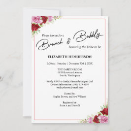 フローラ水彩バラブライダルシャワーブランチ 招待状