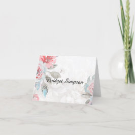 フローラ水彩バラ結婚の折り畳みシーティングカード サンキューカード